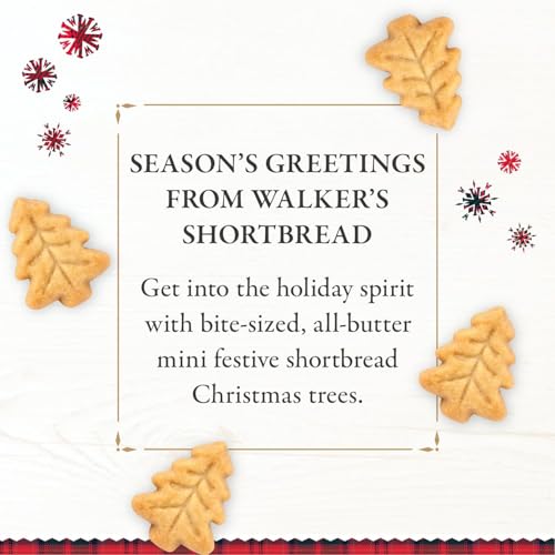 Walkers Shortbread Mini Festive Tree Shortbread, Case of 12, 4.4 oz Packs