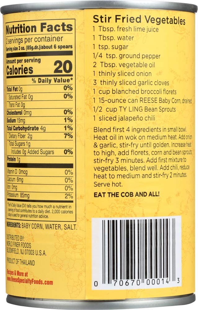 Reese Baby Corn On The Cob, Case of 12, 15 oz Cans