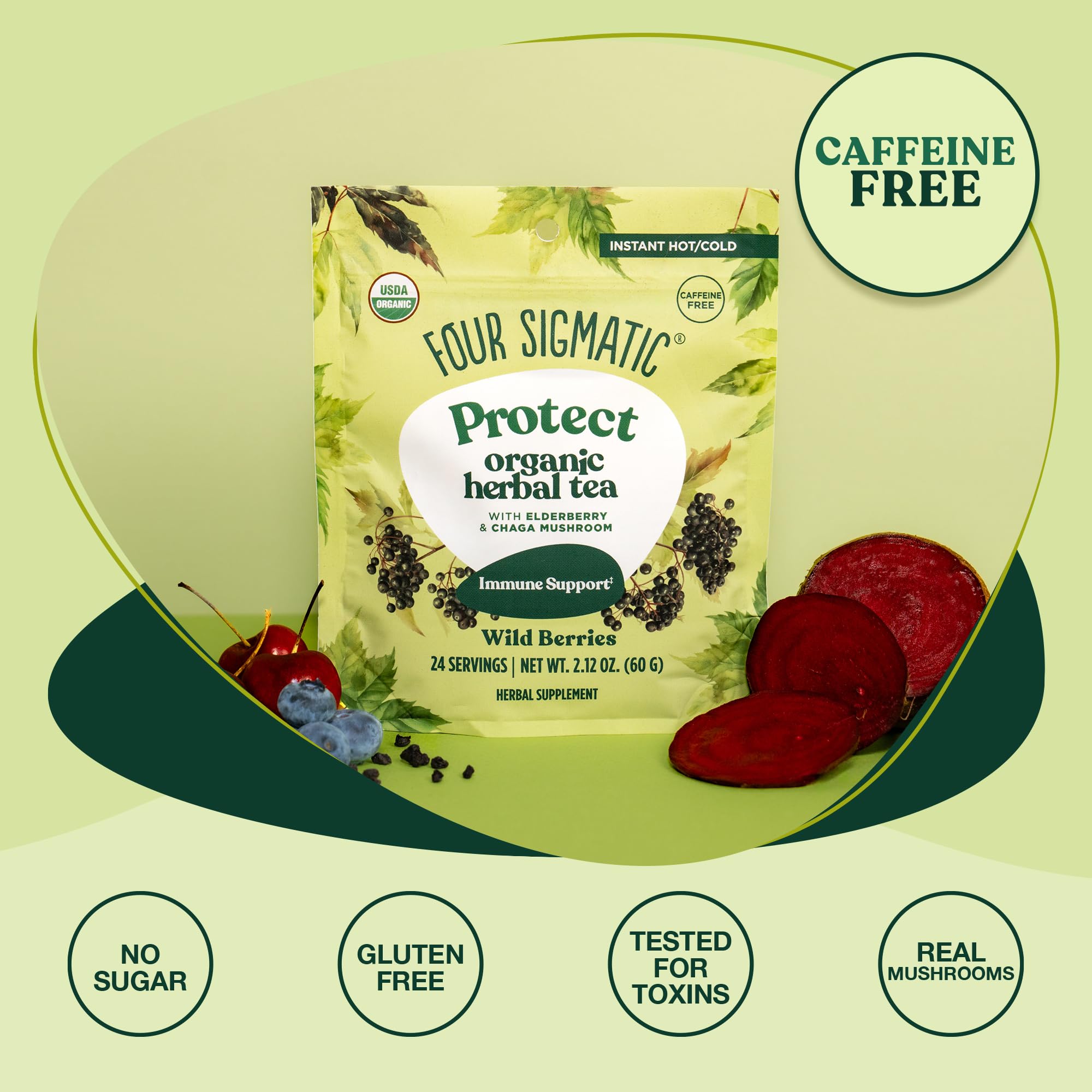 Four Sigmatic Organic Herbal Protect Tea, Case of 6, 2.12 oz Boxes