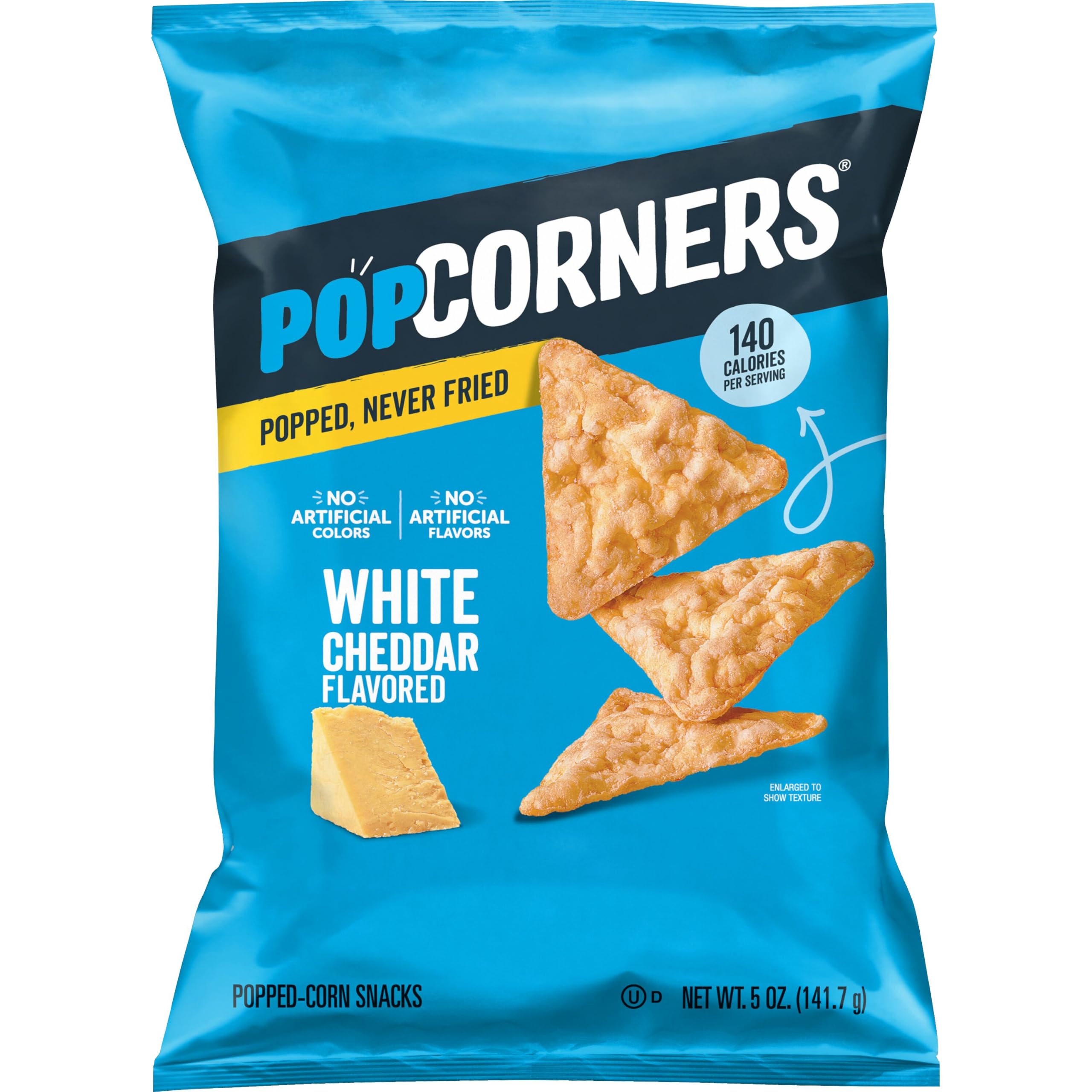 PopCorners White Cheddar Popped Corn Snack Chips, Case of 12, 5 oz Each