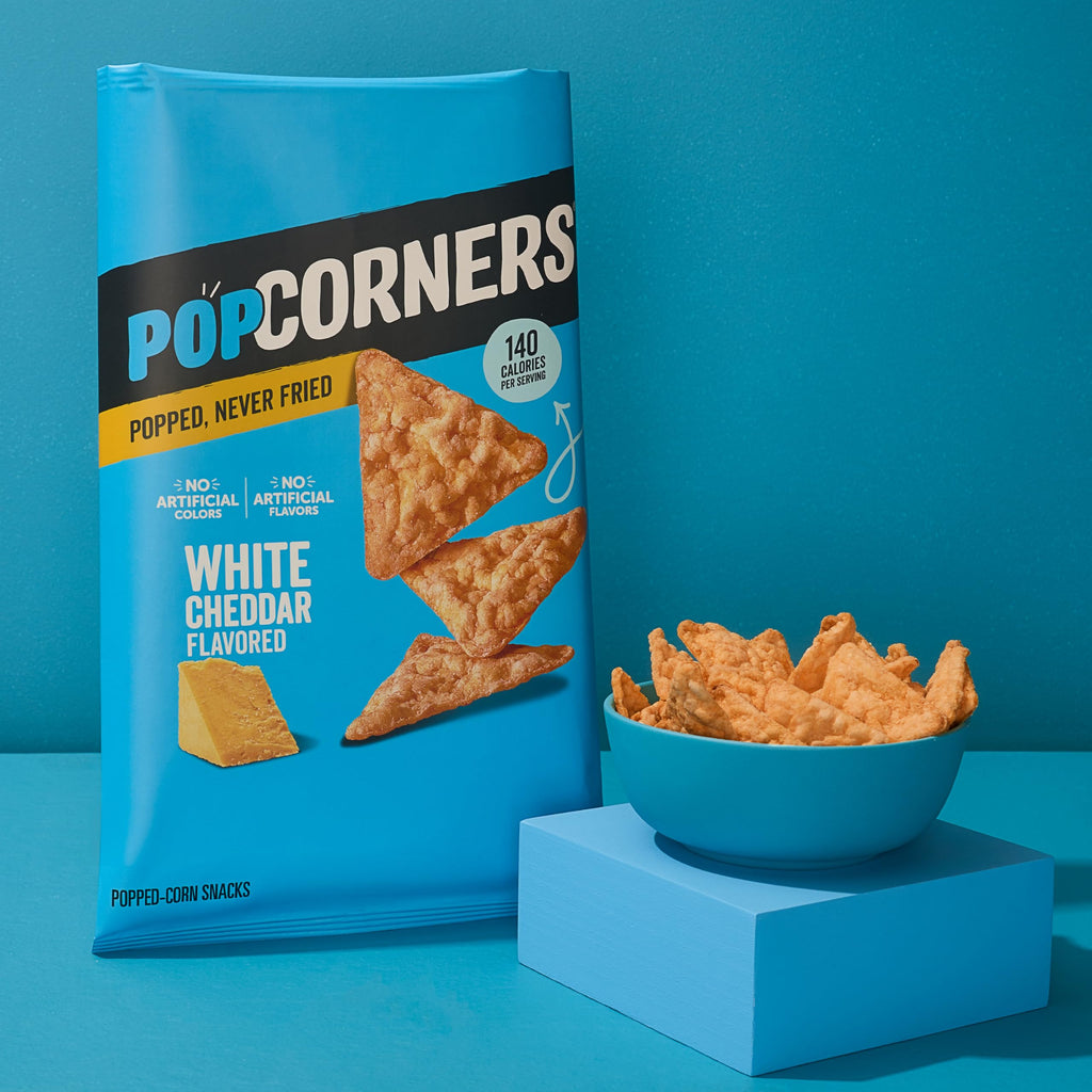 PopCorners White Cheddar Popped Corn Snack Chips, Case of 12, 5 oz Each