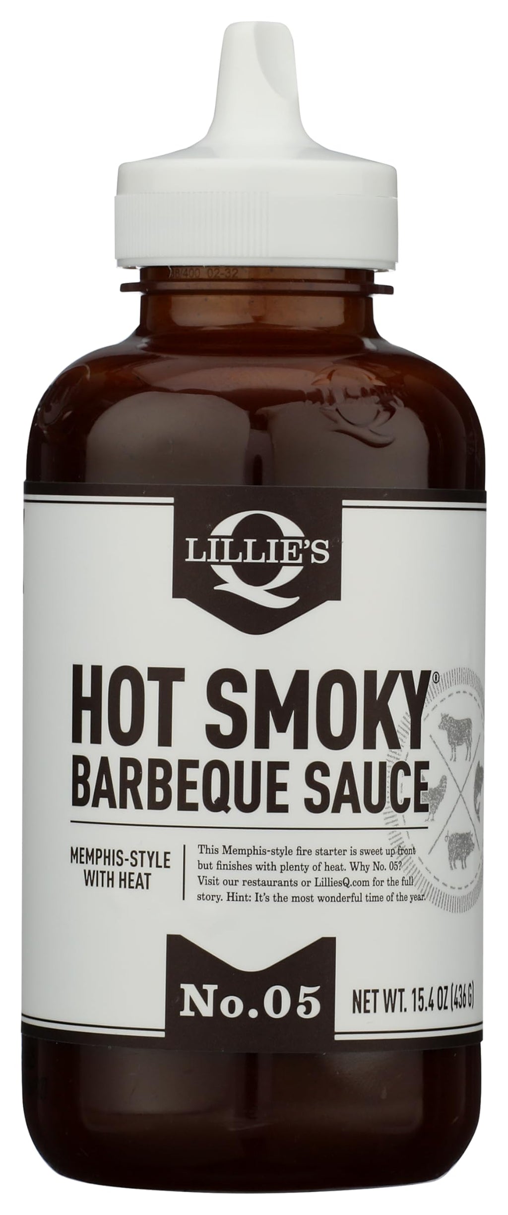 Lillie's Q Hot Smoky Barbecue Sauce, Case of 6, 15.4 fl oz Each