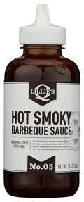 Lillie's Q Hot Smoky Barbecue Sauce, Case of 6, 15.4 fl oz Each