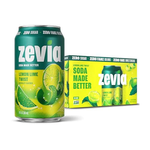 Zevia Lemon Lime Zero Calorie Soda, Case of 4, 6 Pack, 12 Fluid Ounce Cans