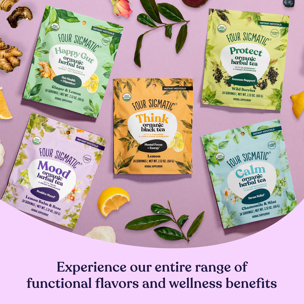 Four Sigmatic Organic Mood Herbal Tea, Case of 6, 2.12 Ounce Boxes