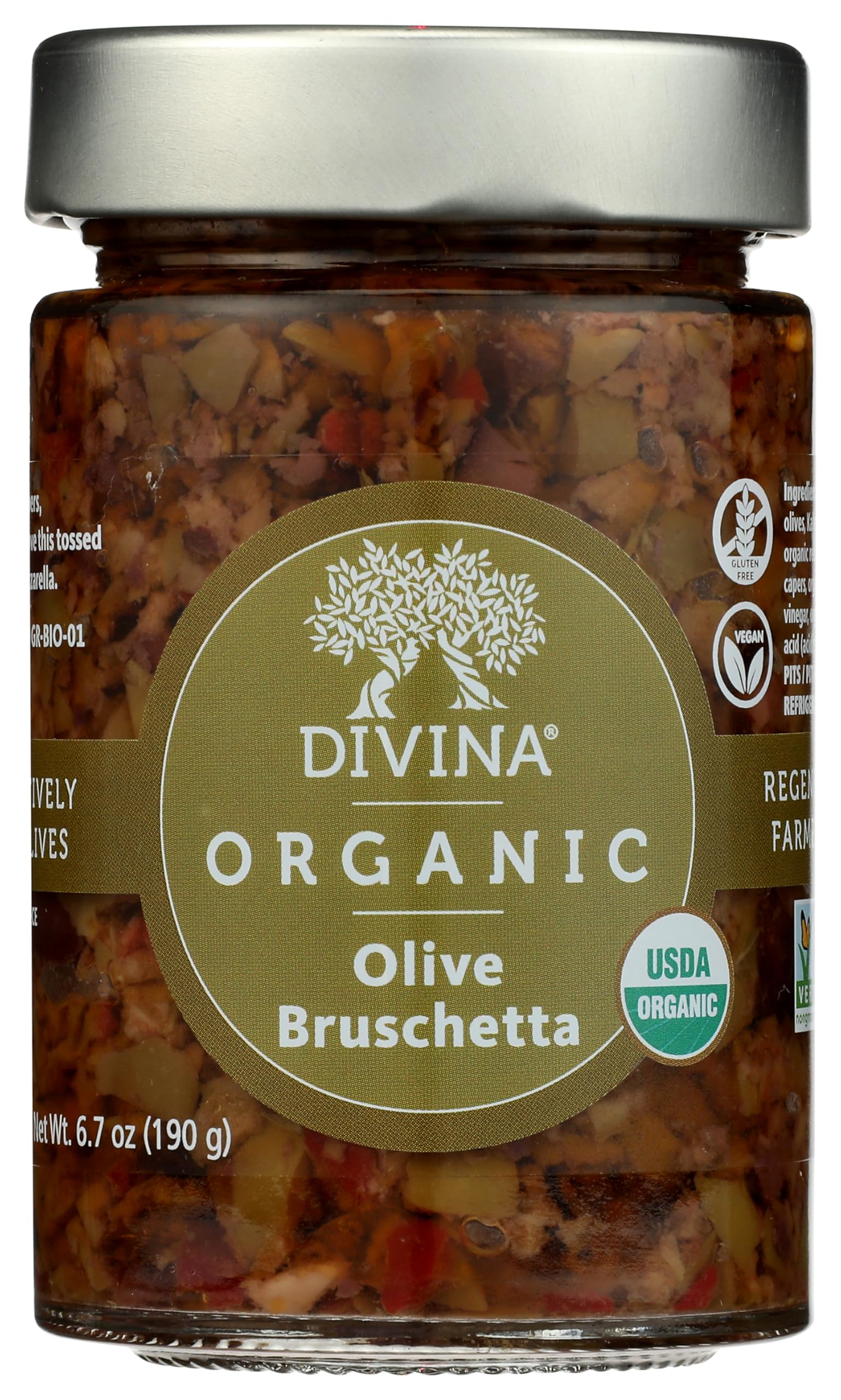 Divina Organic Olive Bruschetta, Case of 6, 6.7 Ounce Jars