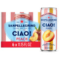 Sanpellegrino Ciao Peach Flavored Sparkling Water, Case of 4, 6-Pack 11.15 Fluid Ounce Cans