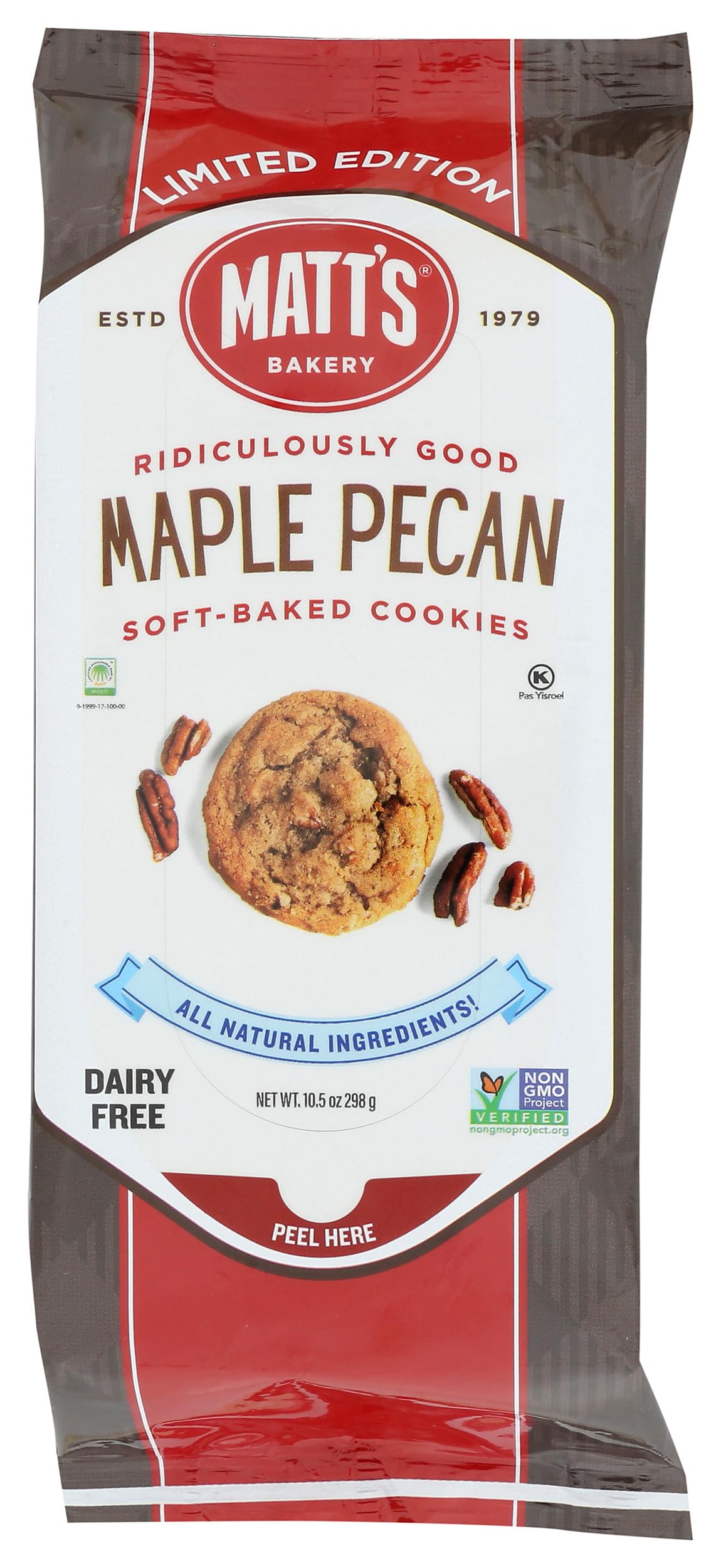 Matt's Cookies Maple Pecan Cookies, Case of 6, 10.5 oz Bags