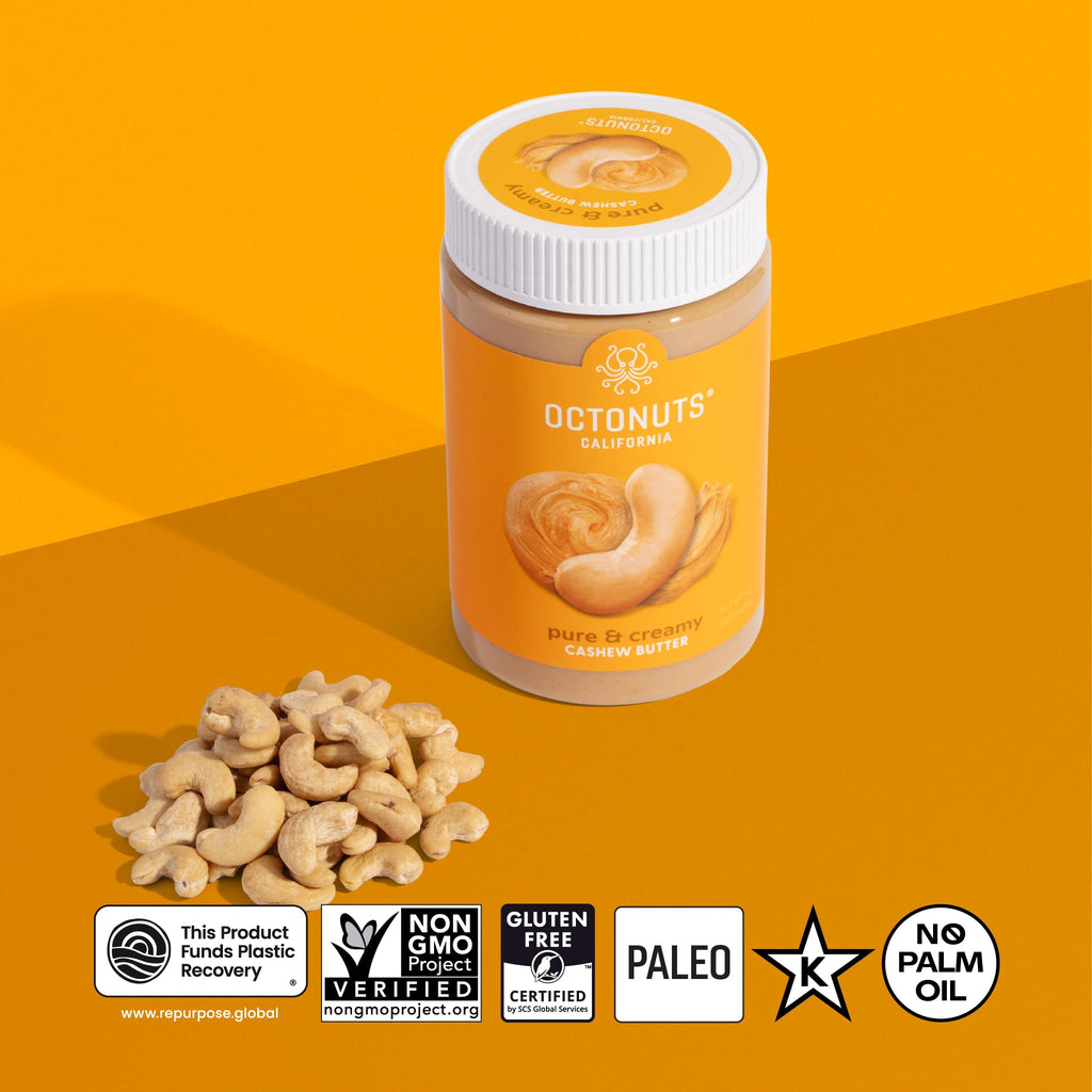 Octonuts Dry Roasted Pure Cashew Butter, Case of 8, 16 oz Jars