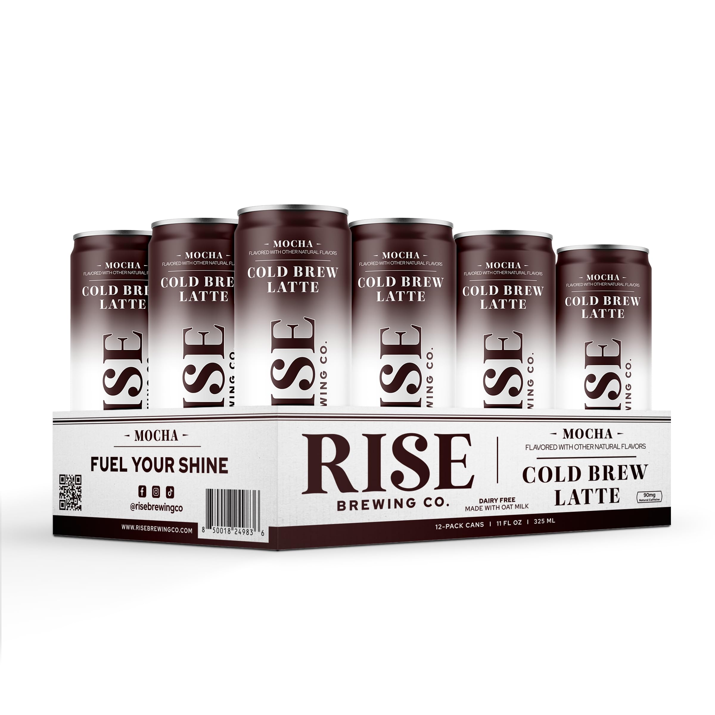 Rise Brewing Co. Mocha Cold Brew Latte, Case of 12, 11 Fluid Ounce Cans