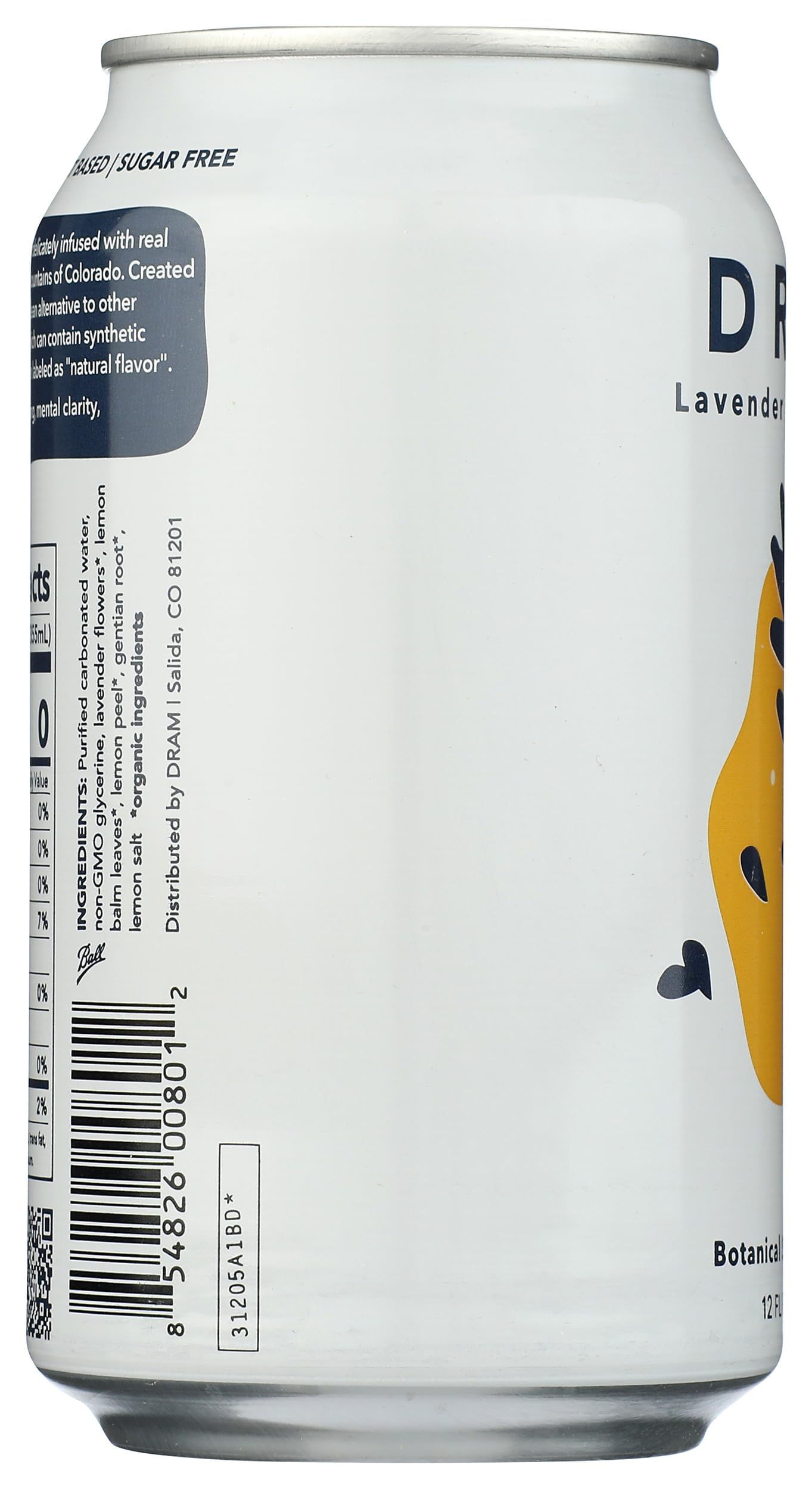 Dram Lavender And Lemon Sparkling Water, Case of 24, 12 Fluid Ounce Cans