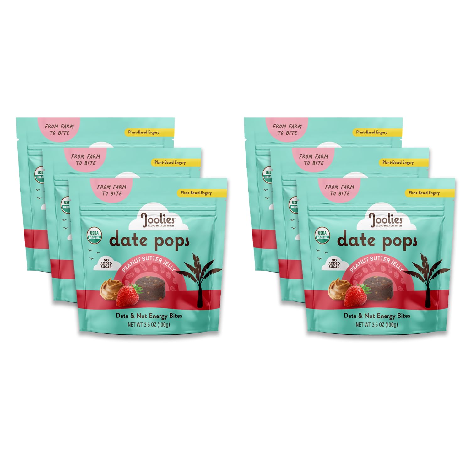 Joolies Organic Lemon Bar Date Pops, Case of 6, 3.5 Ounce Bags