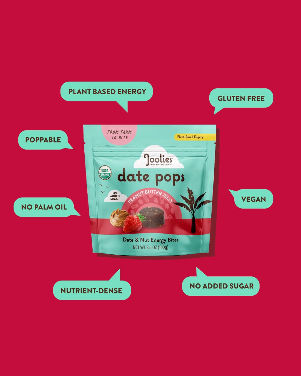 Joolies Organic Lemon Bar Date Pops, Case of 6, 3.5 Ounce Bags