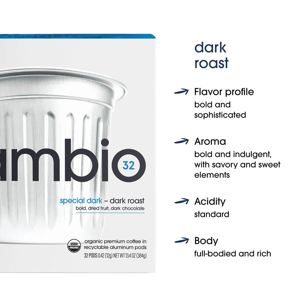 Cambio Roasters Organic Special Dark Roast Coffee, Case of 6, 10 Count