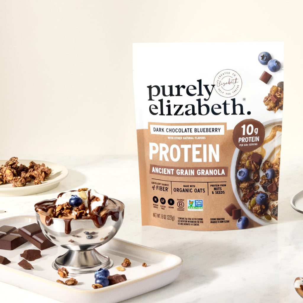Purely Elizabeth Organic Dark Chocolate Blueberry Granola, Case of 6, 8 Oz