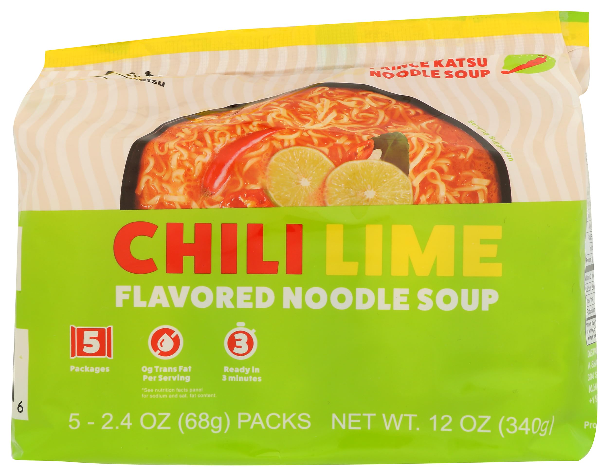 A-Sha Foods Chili Lime Noodle Soup, Case of 8, 12 oz