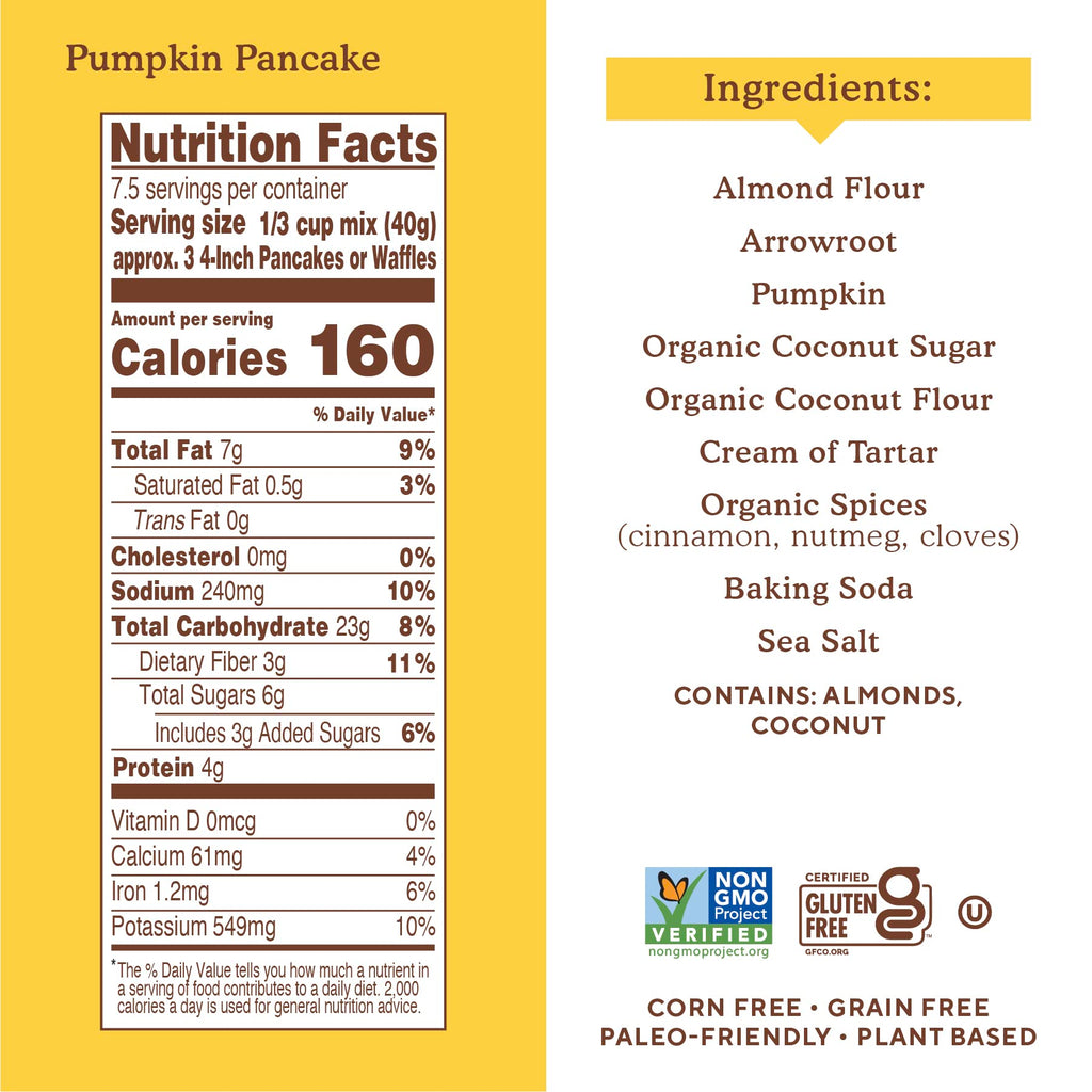 Simple Mills Pumpkin Almond Flour Pancake and Waffle Mix, Case of 6, 10.7 oz