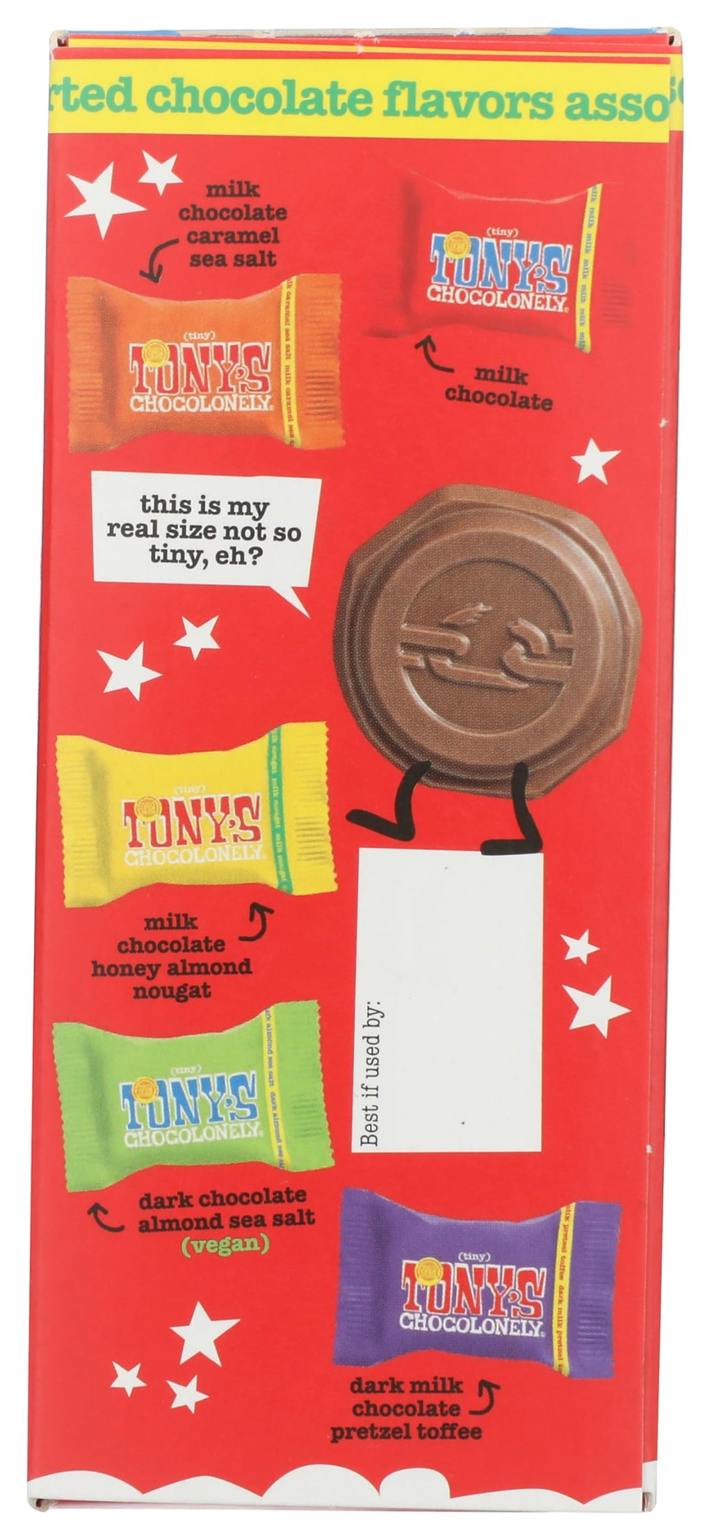 Tony's Chocolonely Tiny Christmas Box Mixed Flavors, Case of 6, 4.13 Ounces