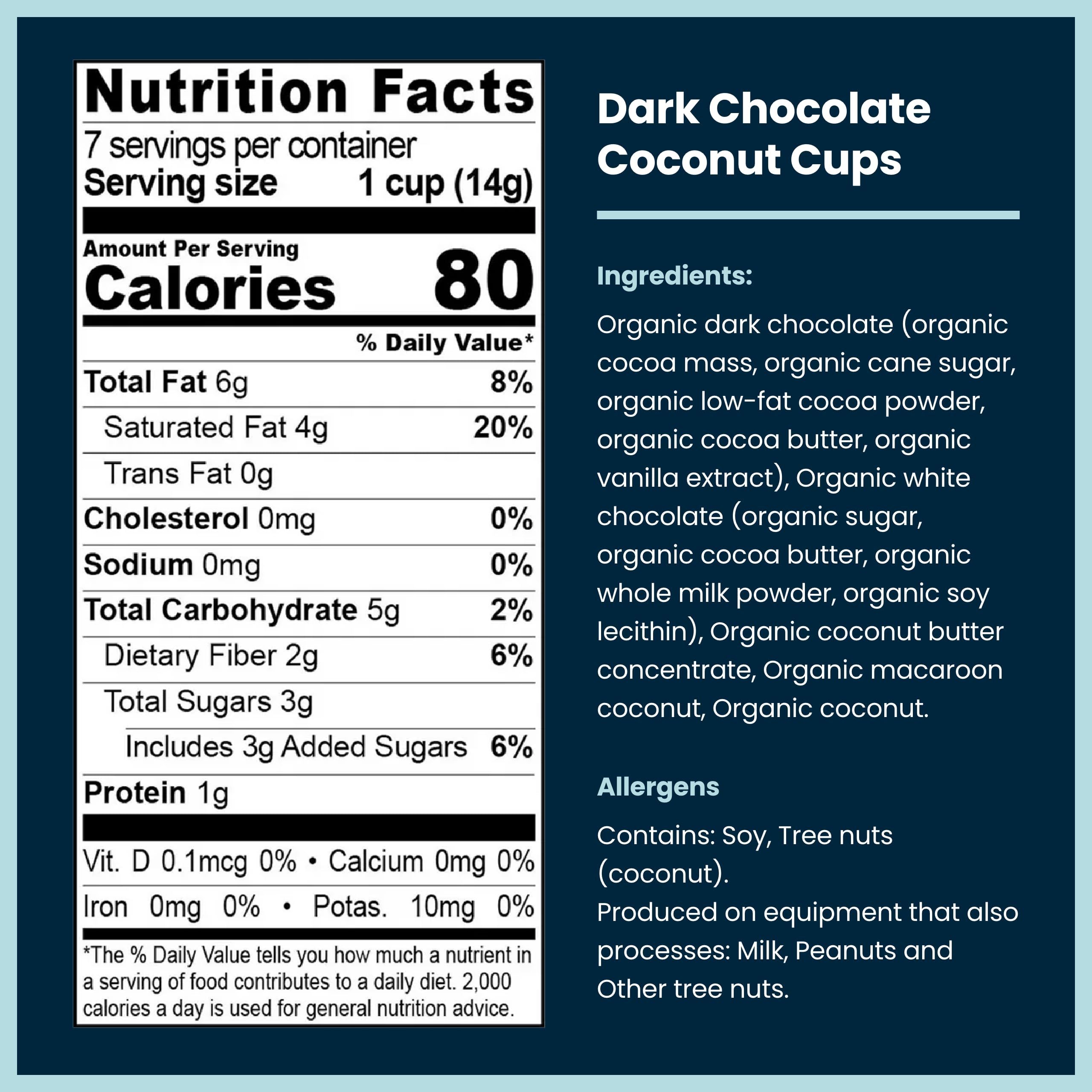ChocXO Organic Dark Chocolate Coconut Butter Cups, Case of 6, 3.45 Ounce Packs