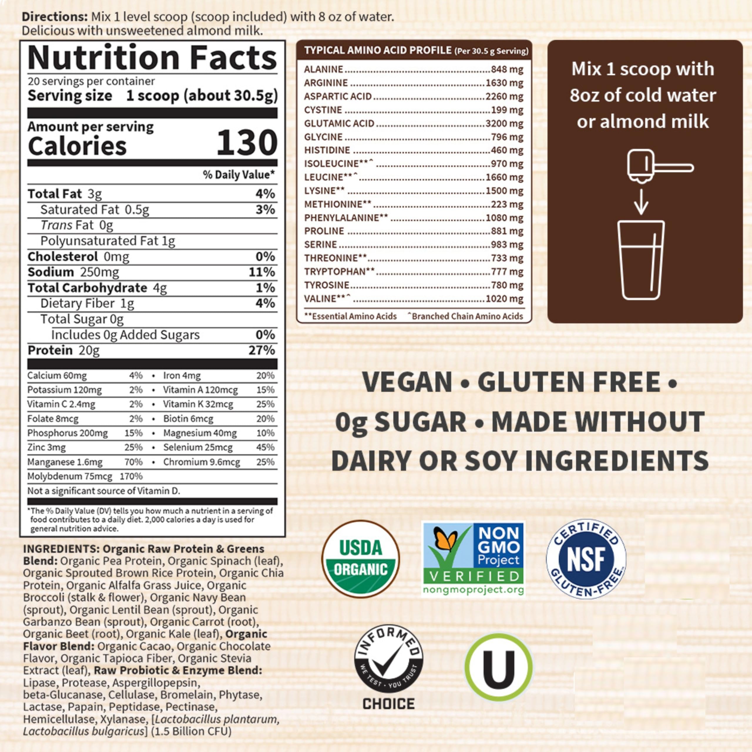 Garden of Life Raw Organic Protein and Greens Chocolate, 21.51 oz