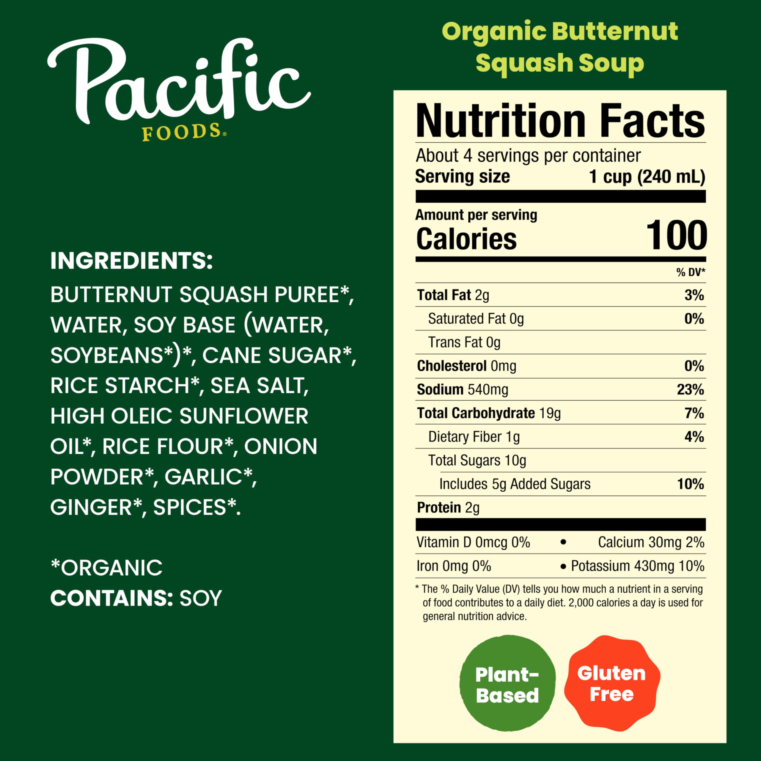 Pacific Foods Organic Butternut Squash Soup, 32 fl oz, Case of 12