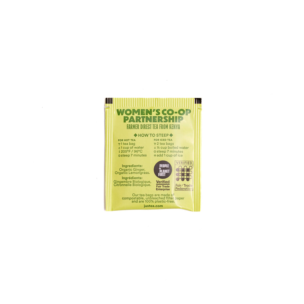 Justea Lemon Ginger Tea Bags, Case of 6, 16 Count