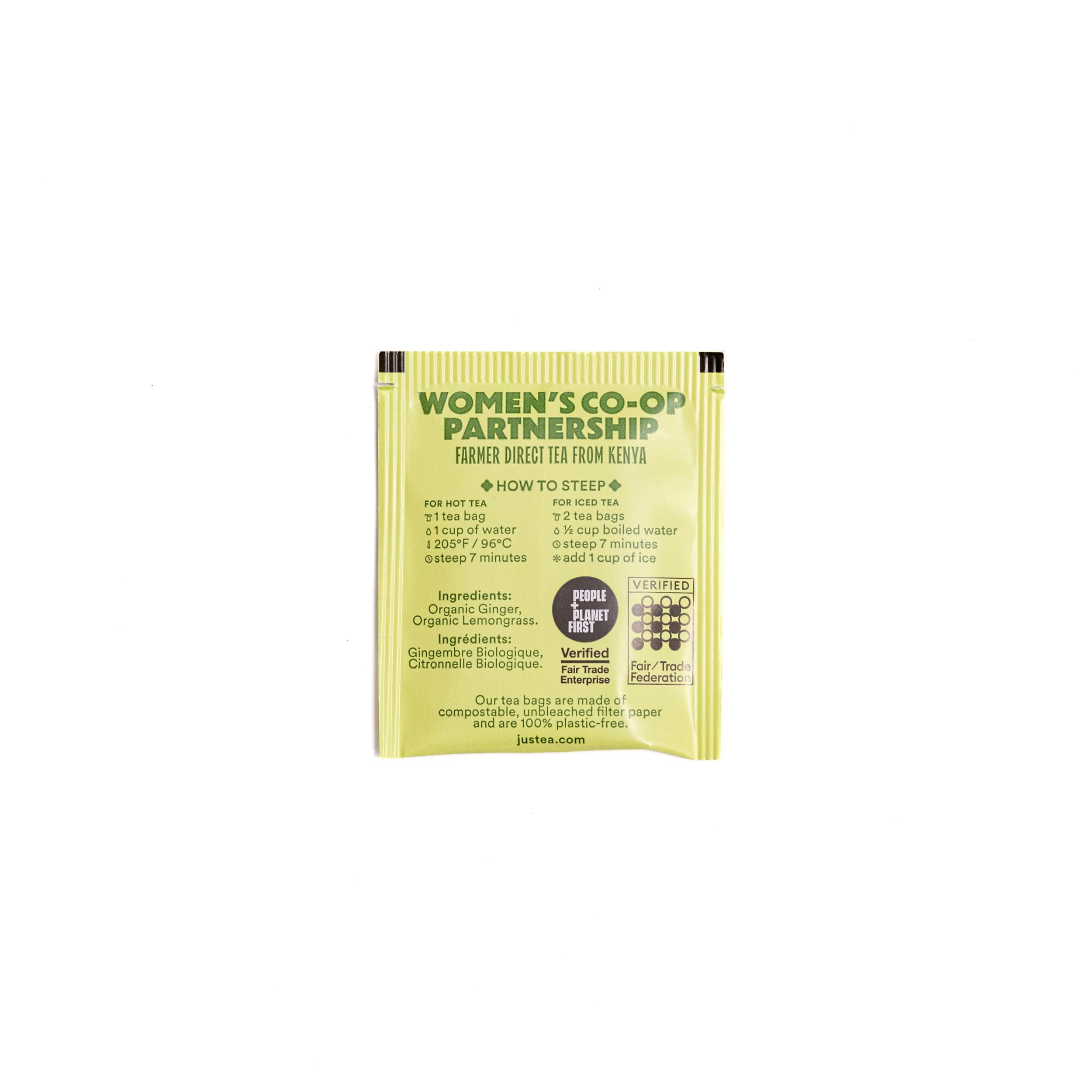 Justea Lemon Ginger Tea Bags, Case of 6, 16 Count