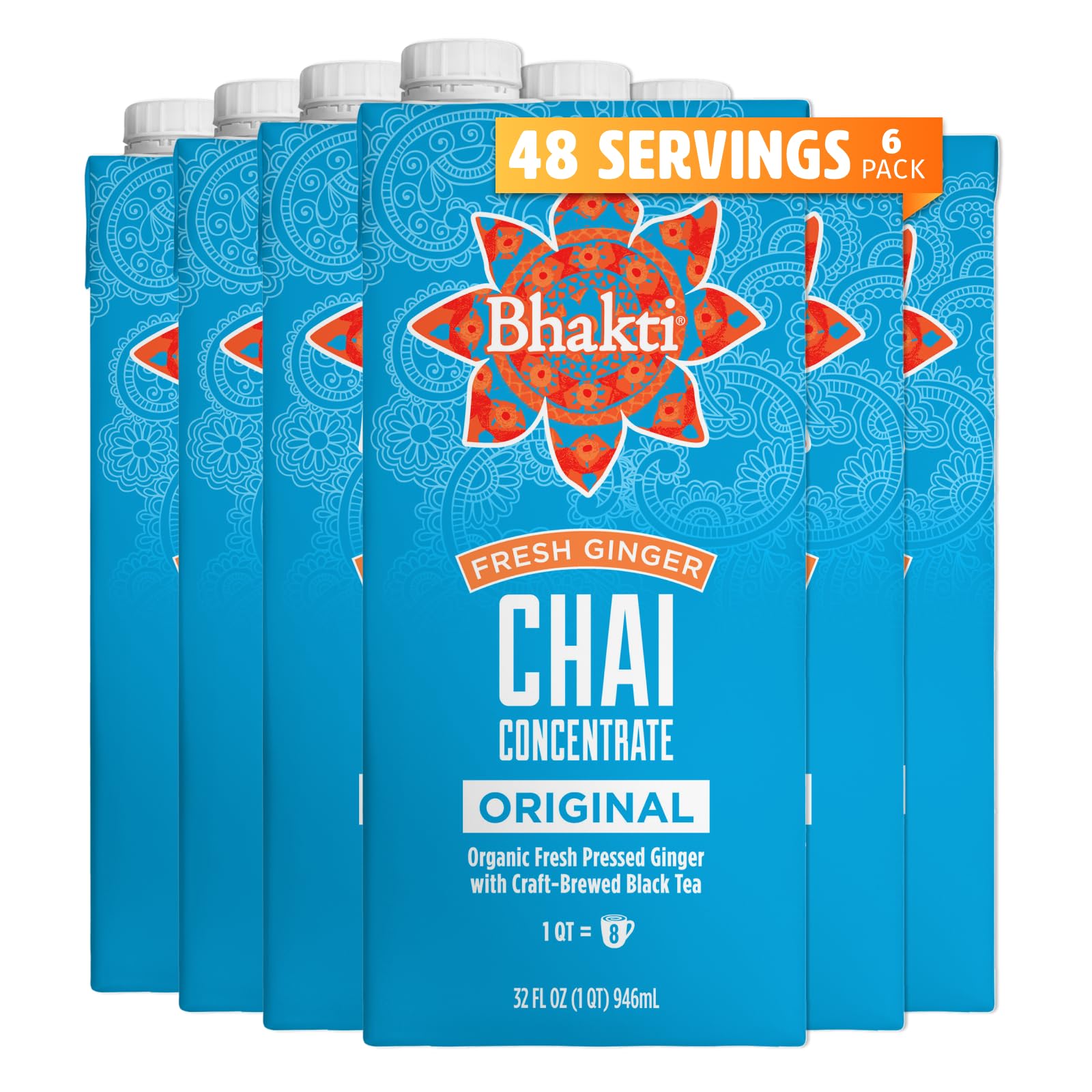 Bhakti Chai Concentrate, Case of 6, 32 Fluid Ounce