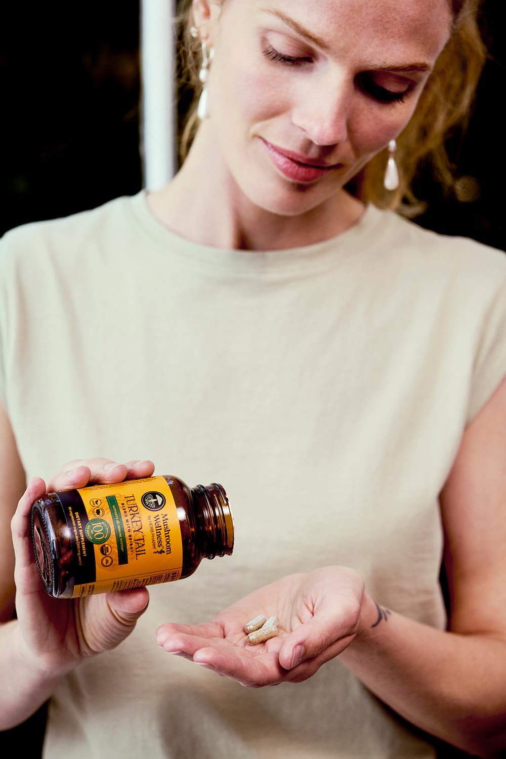 Herb Pharm Mushroom Wellness Turkey Tail Blend with Reishi, 90 Vegetarian Capsules