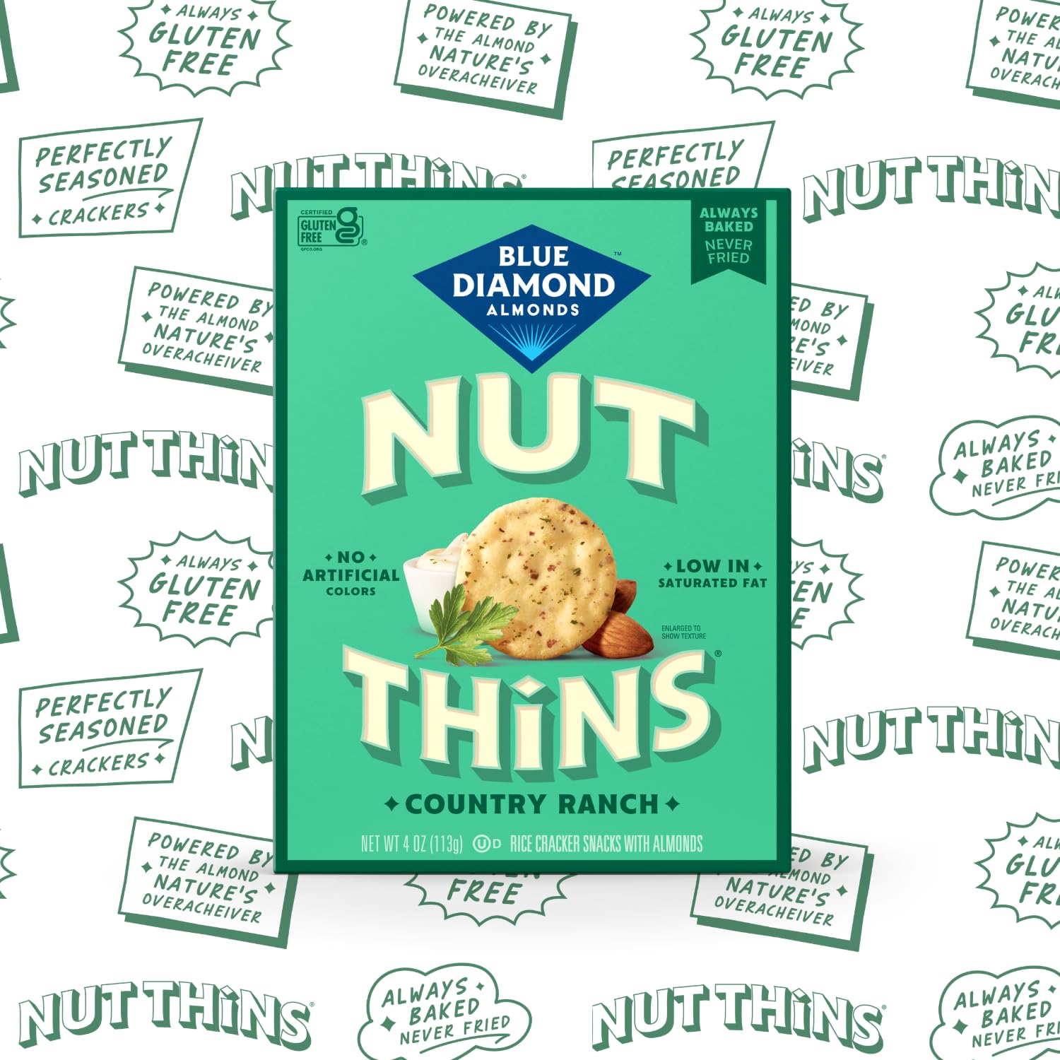 Blue Diamond Country Ranch Nut Thins Crackers, Case of 6, 4 oz