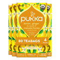 Pukka Organic Lemon Ginger Manuka Honey Tea, Case of 4, 20 Count