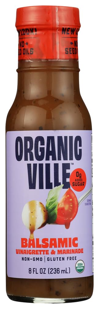 Organicville Organic Olive Oil and Balsamic Vinaigrette, Case of 6, 8 Fl Oz