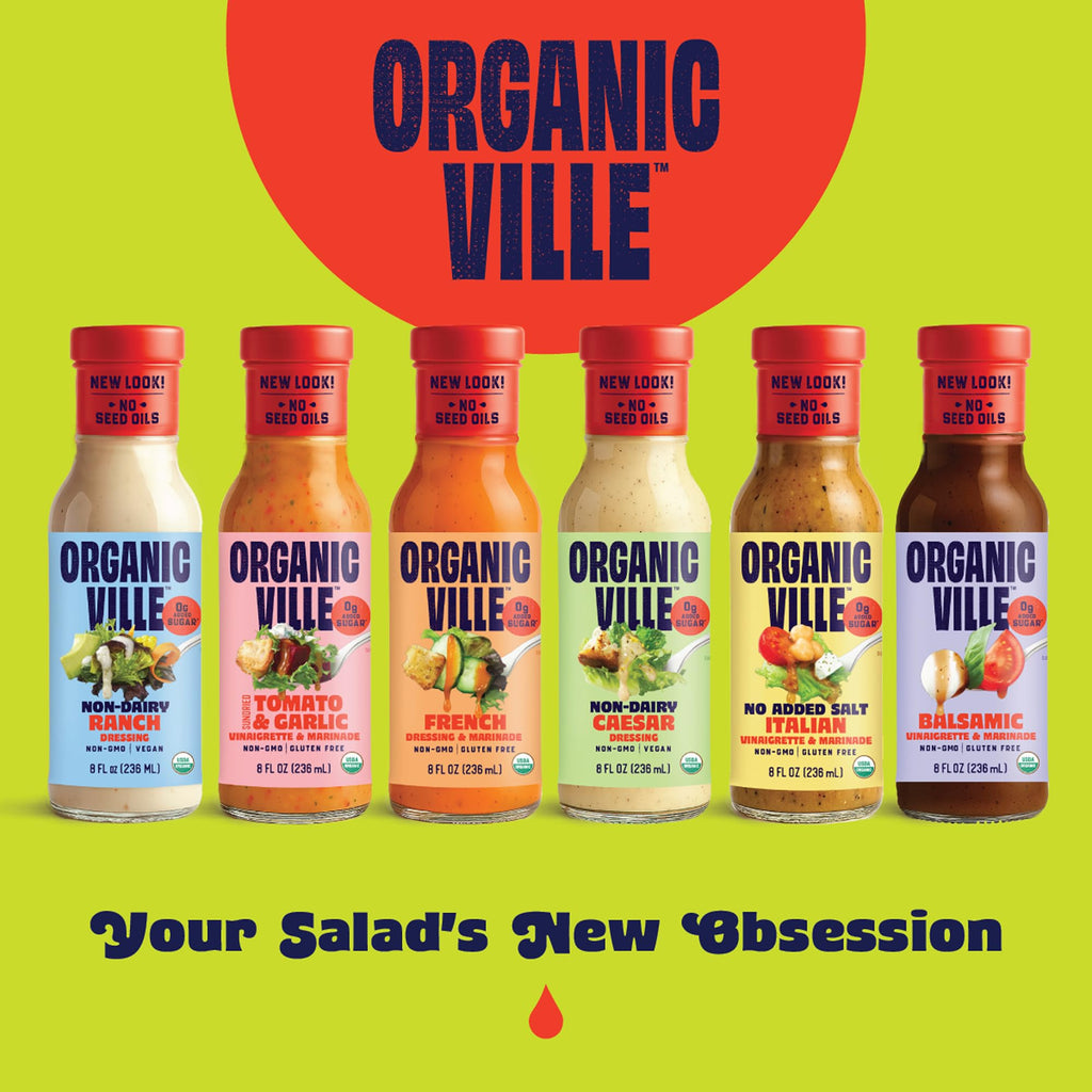 Organicville Organic Olive Oil and Balsamic Vinaigrette, Case of 6, 8 Fl Oz