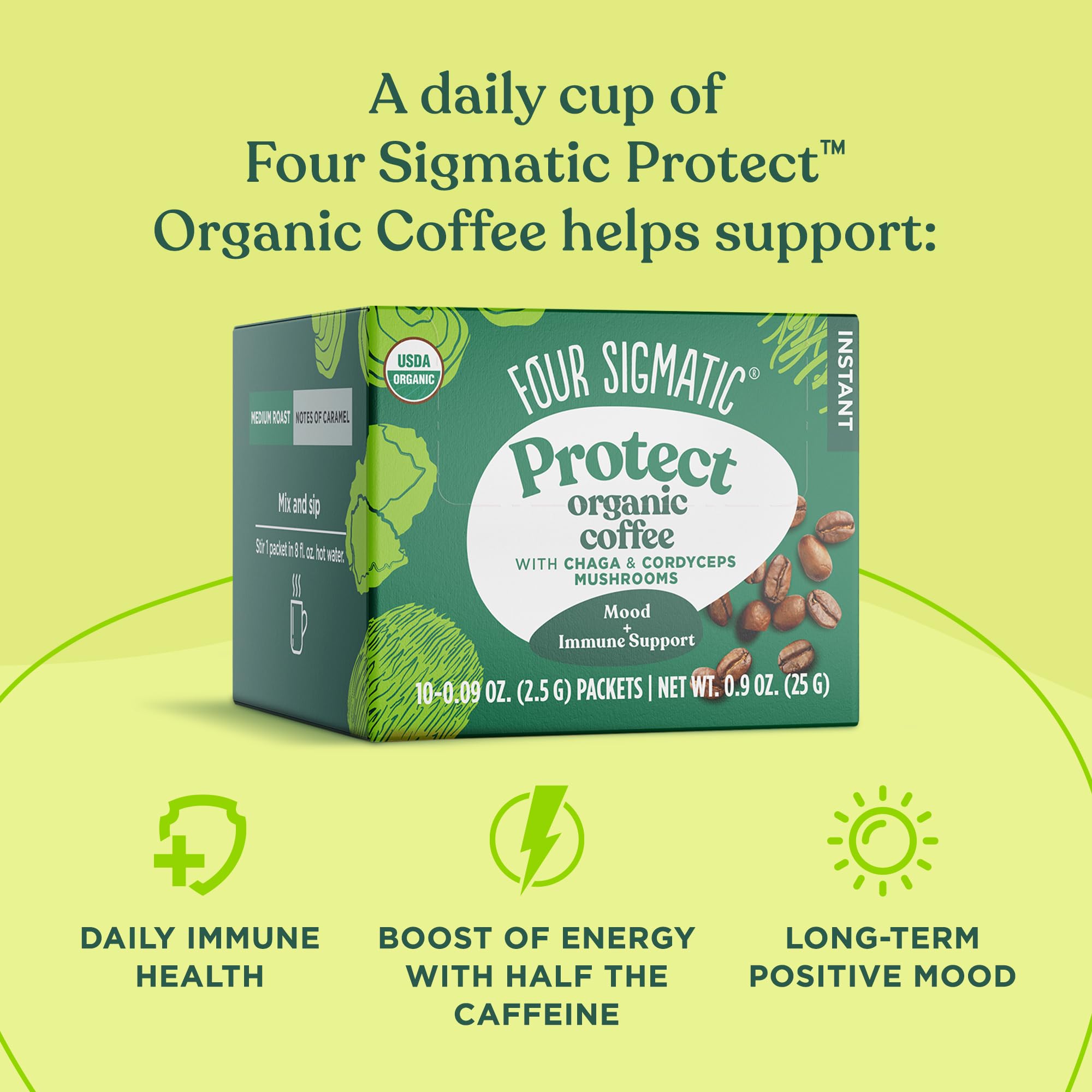 Four Sigmatic Organic Instant Coffee for Gut Health, 10 Count