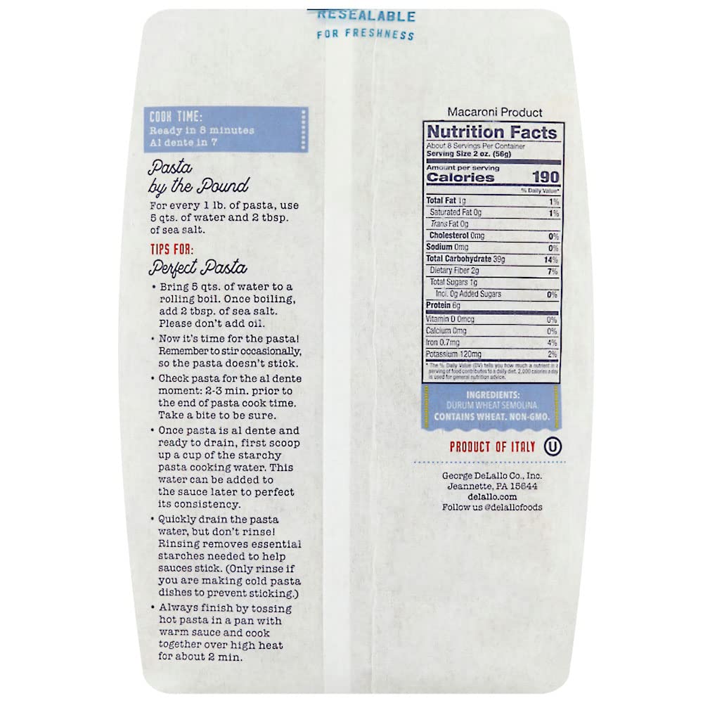 DeLallo Cavatappi Pasta, Case of 8, 16 Ounce