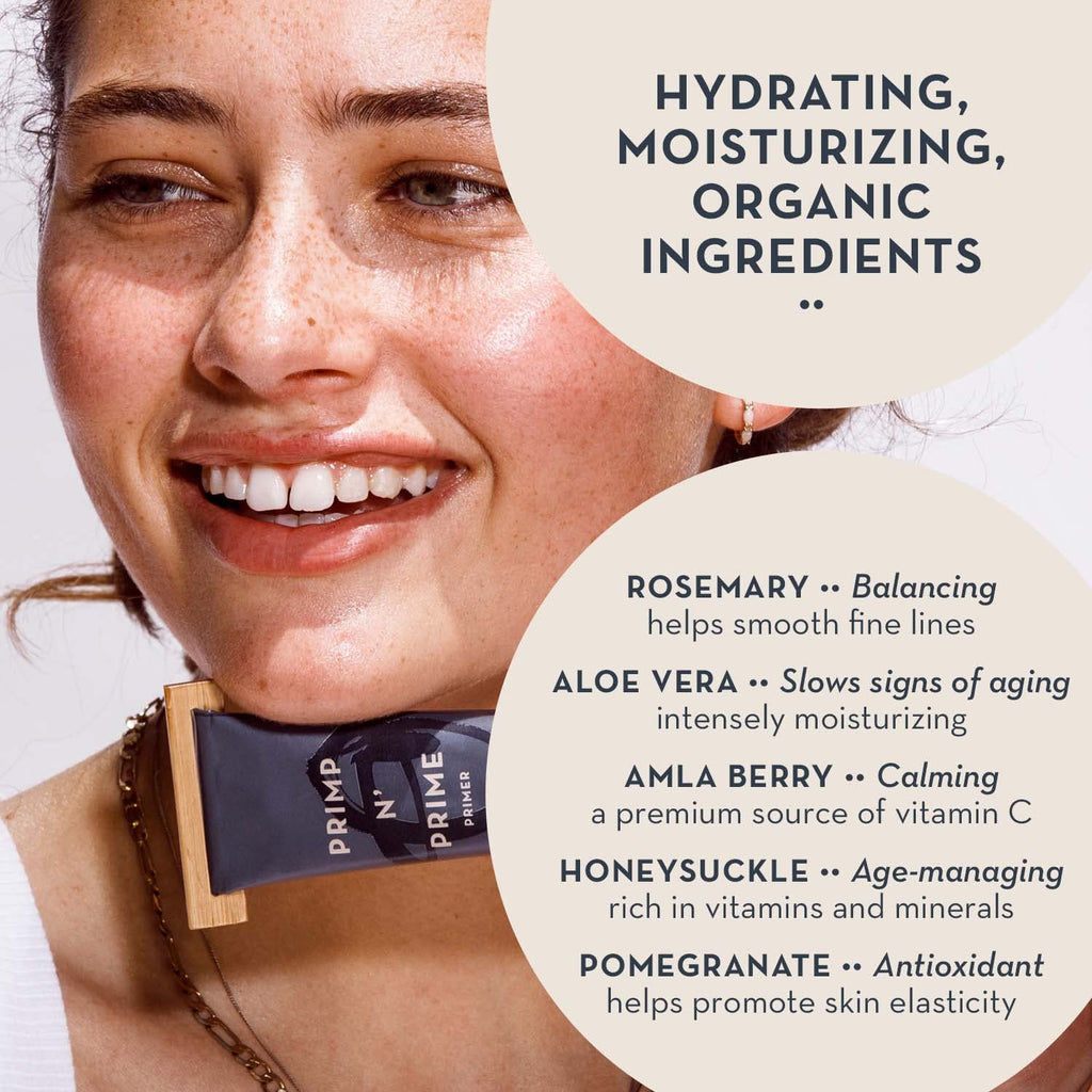 The Organic Skin Co Primp N Prime Hydrating Makeup Primer and Tinted Moisturizer, Sun Kissed, 2 Fluid Ounce