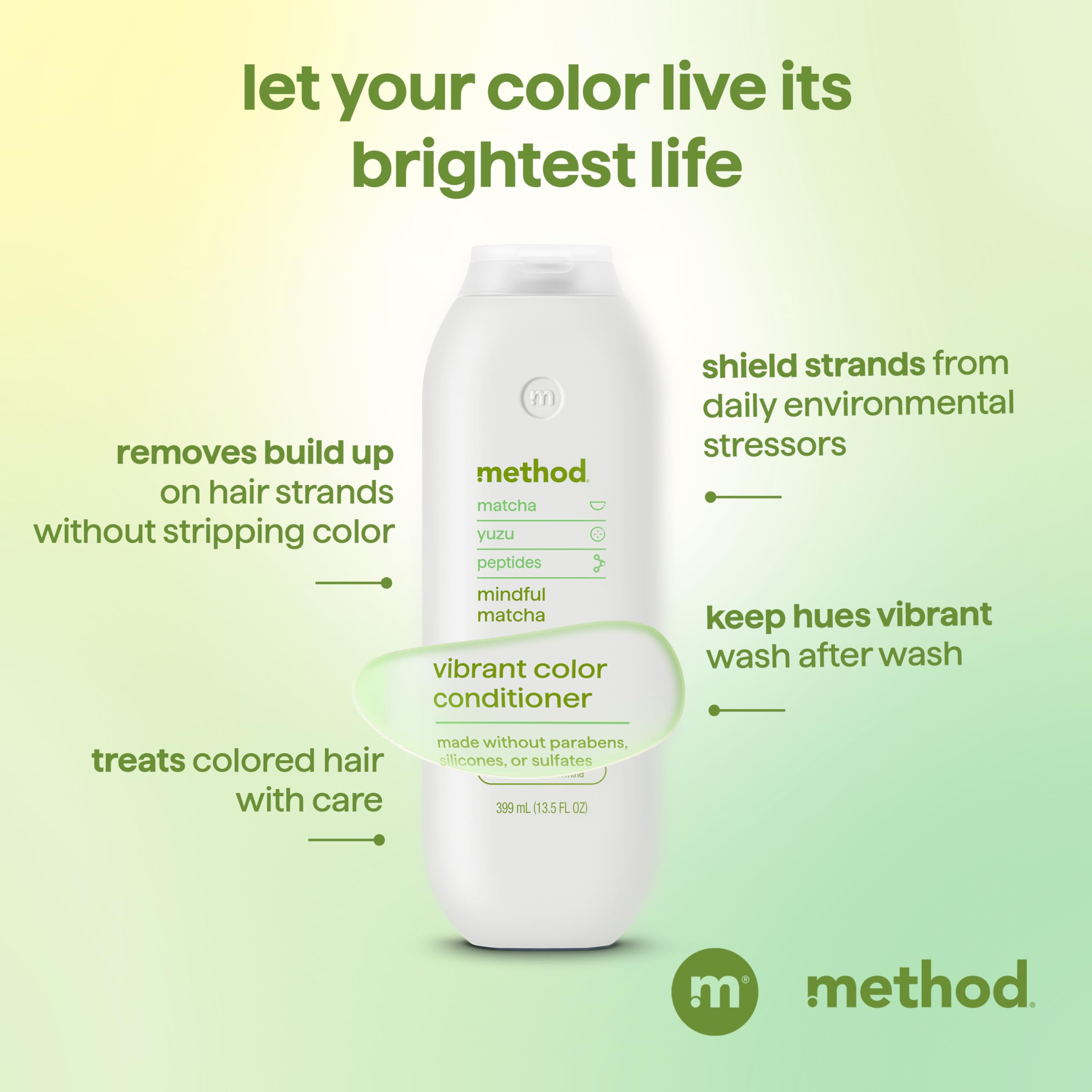 Method Vibrant Mindful Matcha Conditioner, Case of 6, 13.5 Fl Oz Bottles