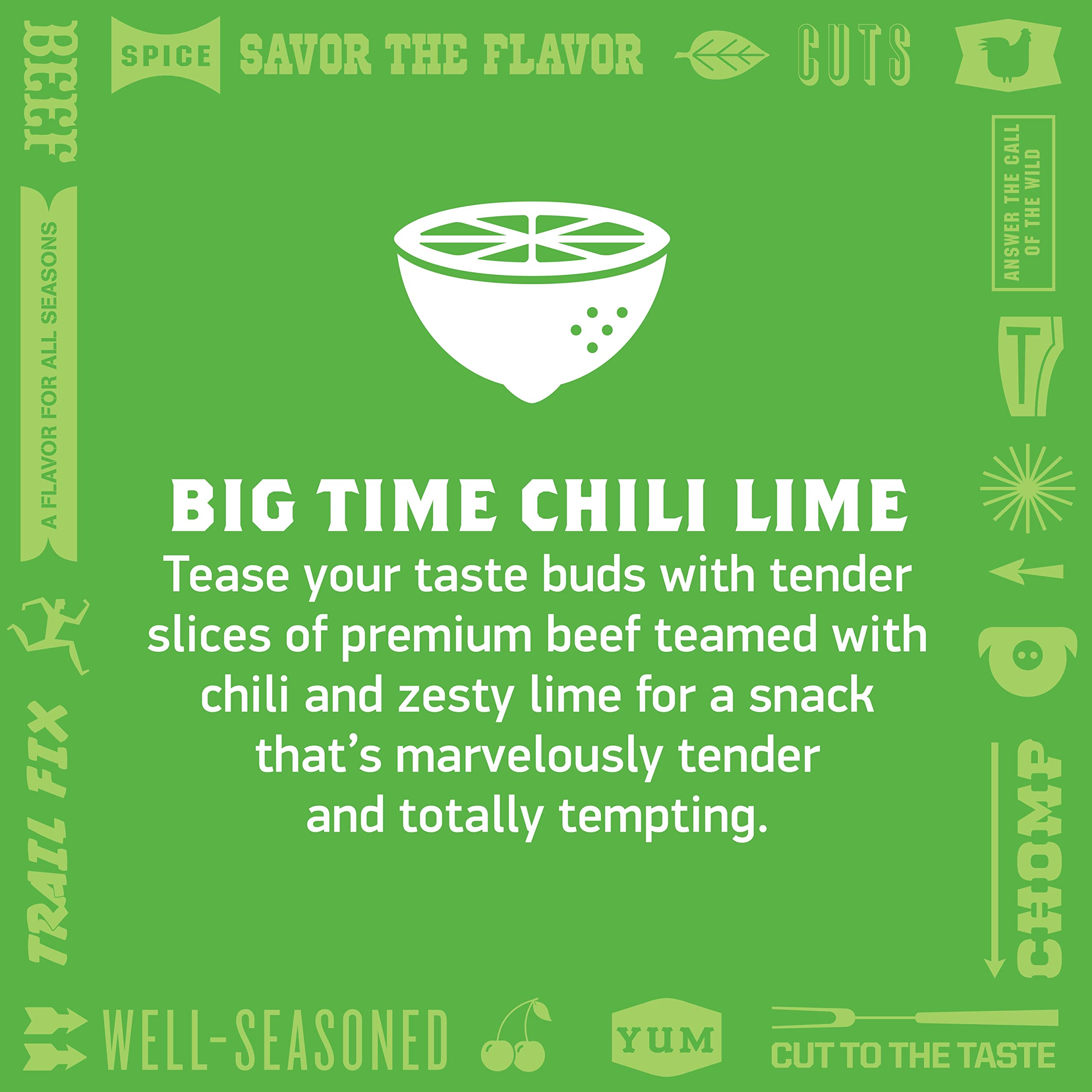 Krave Chili Lime Beef Cuts, Case of 8, 2.5 Oz Bags