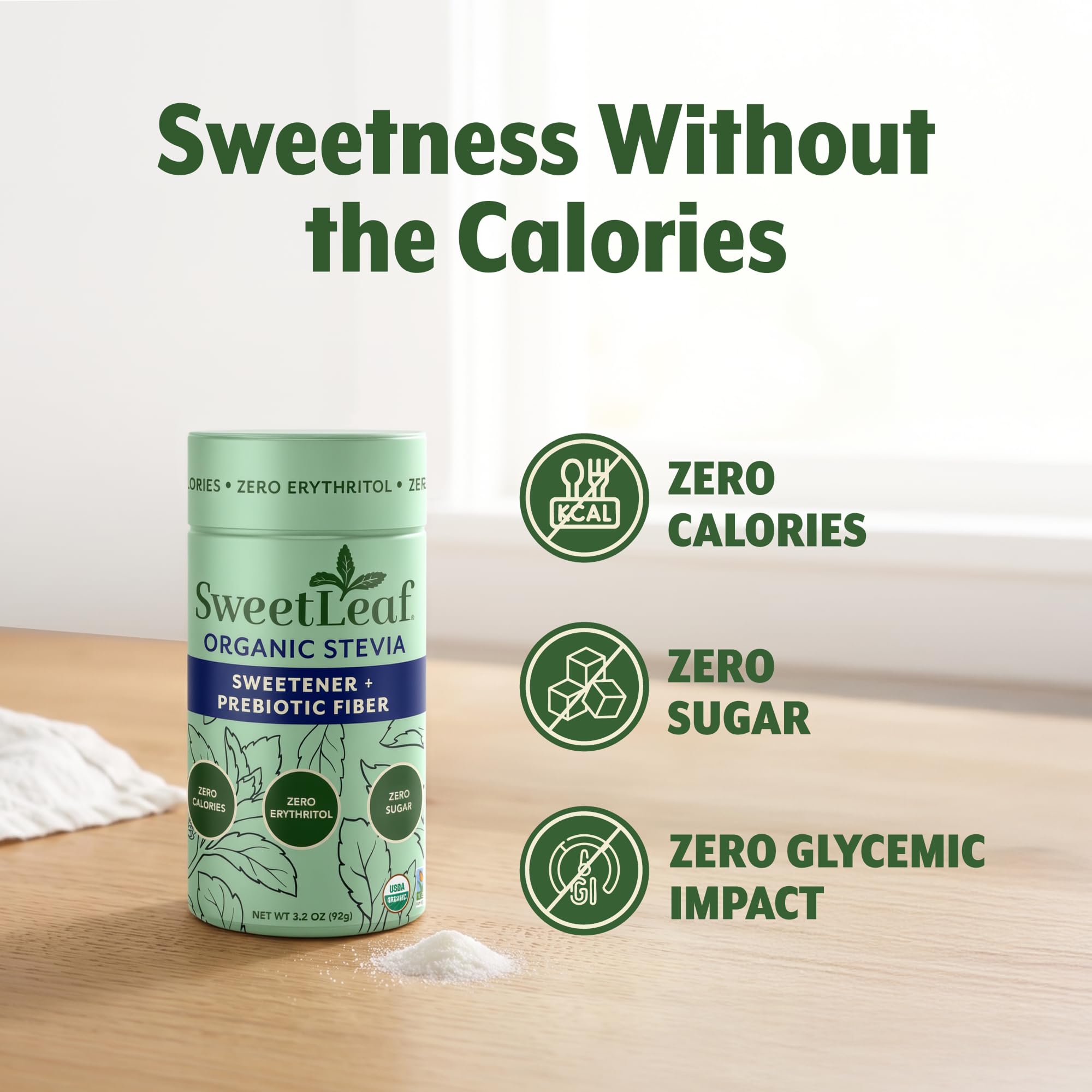 SweetLeaf Organic Stevia Sweetener, Case of 6, 3.2 oz