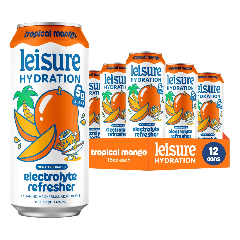 Leisure Project Tropical Mango Electrolyte Water, Case of 12, 16 fl oz