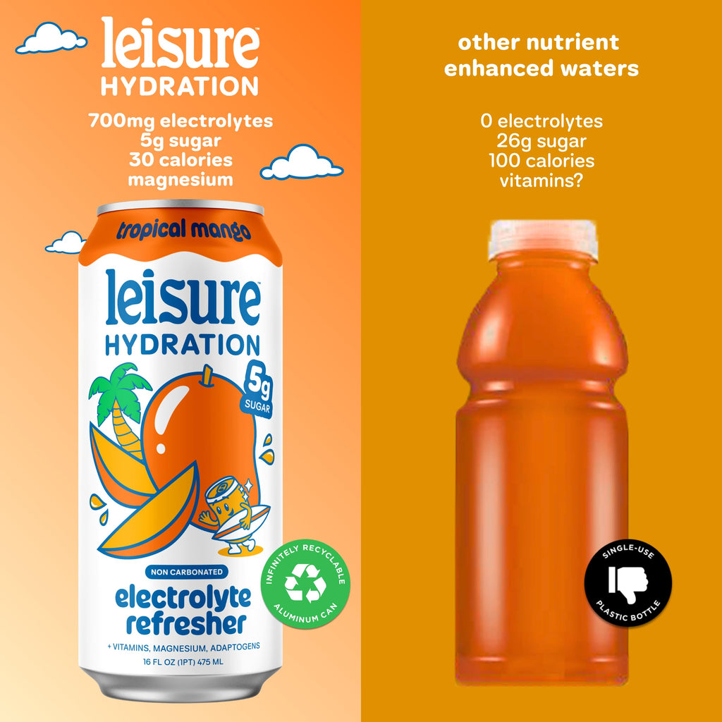Leisure Project Tropical Mango Electrolyte Water, Case of 12, 16 fl oz