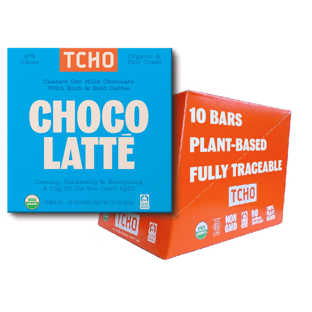 TCHO Organic Choco Latte Chocolate Bar, 2.1 Ounce Bars, Case of 10