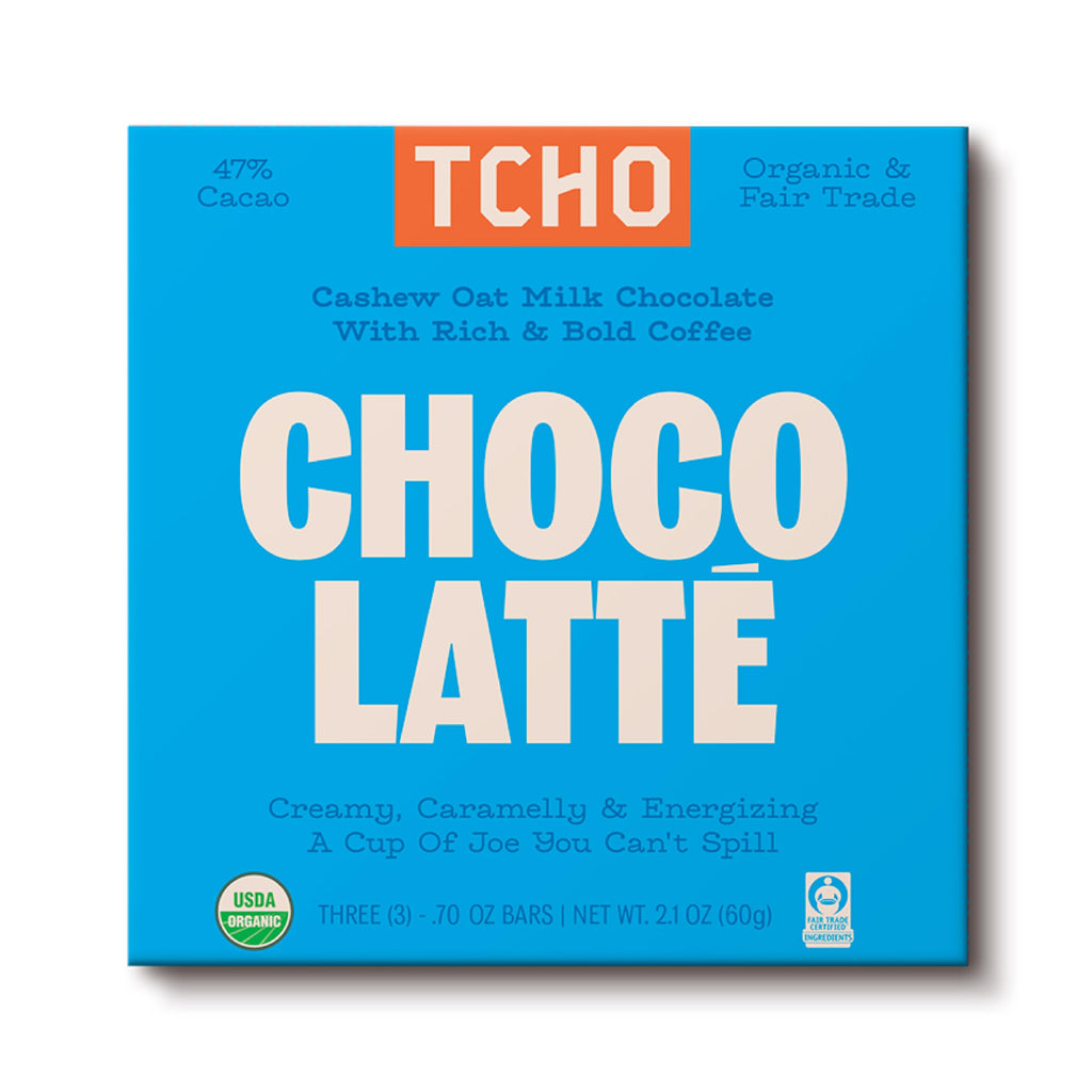 TCHO Organic Choco Latte Chocolate Bar, 2.1 Ounce Bars, Case of 10