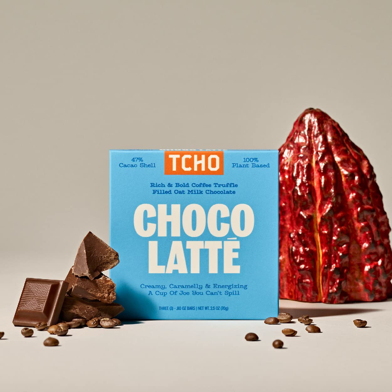 TCHO Organic Choco Latte Chocolate Bar, 2.1 Ounce Bars, Case of 10
