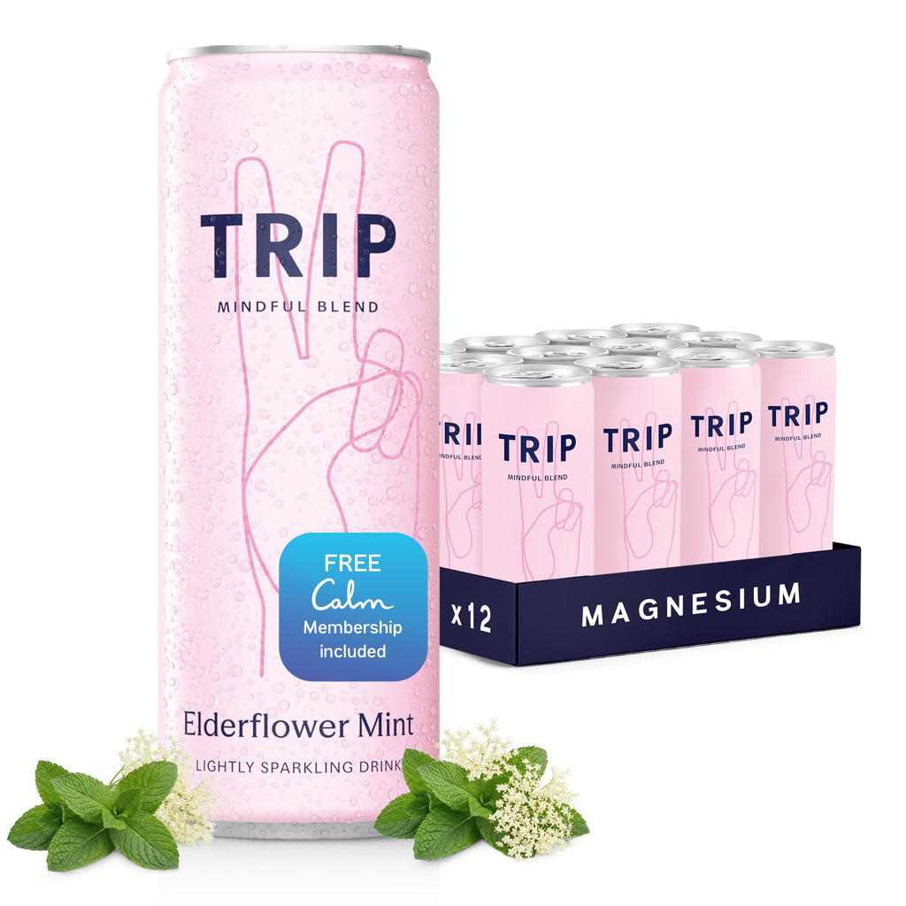 TRIP Mindful Blend Elderflower Mint Sparkling Drink, 12 Fluid Ounce Cans, Case of 12
