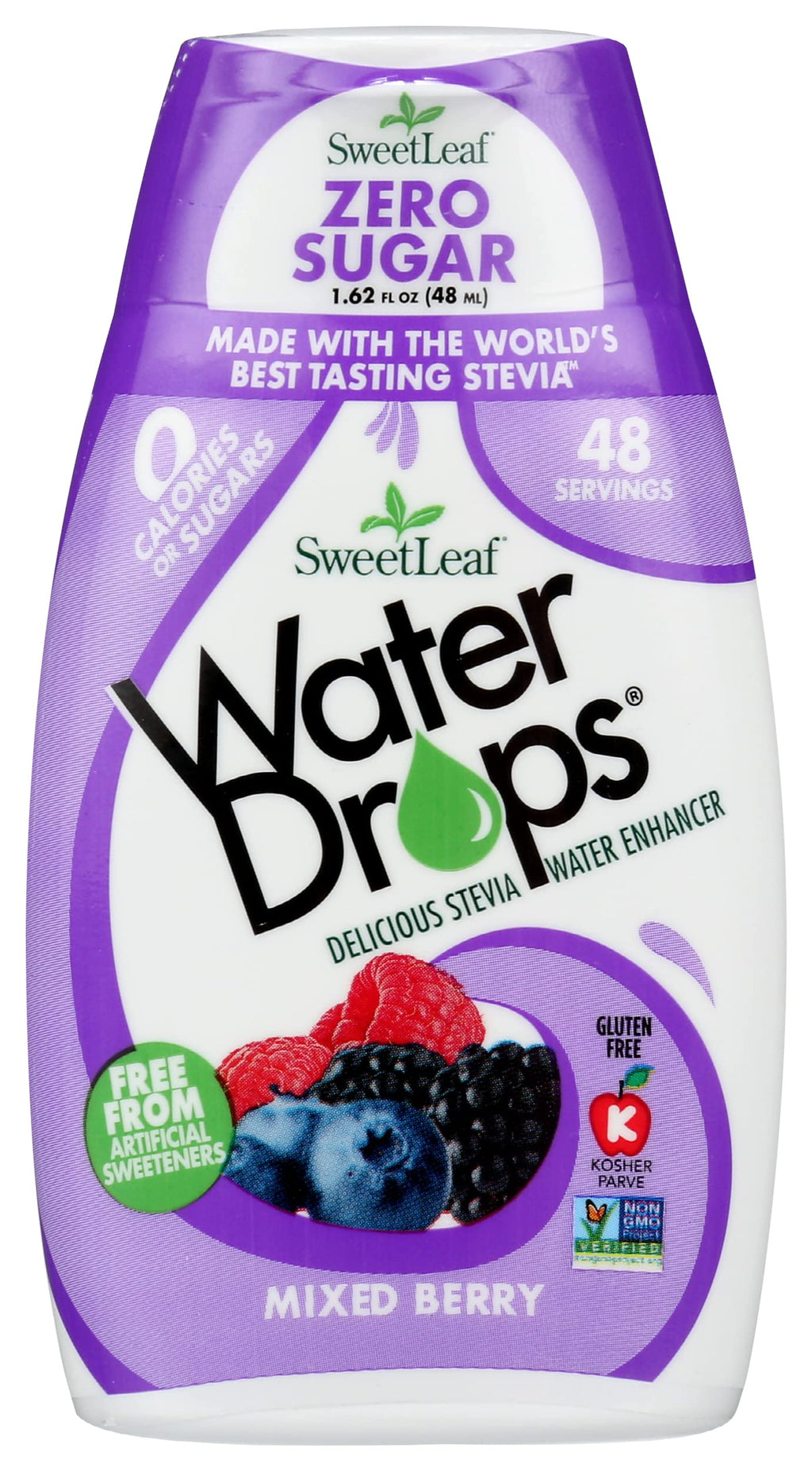 SweetLeaf Organic Mixed Berry Water Drops, 1.62 Fluid Ounce Bottles, Case of 12