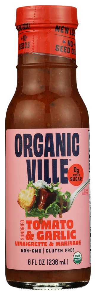 Organicville Organic Sun Dried Tomato and Garlic Vinaigrette, Case of 6, 8 Fluid Ounce