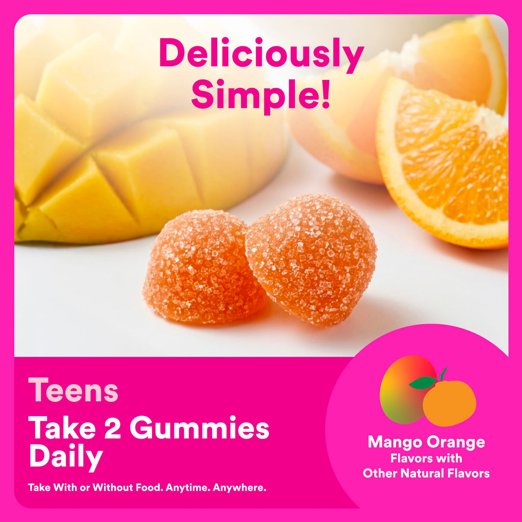 SmartyPants Teen Girl Plus Multi & Omegas Mango Orange Gummies, 60 Count