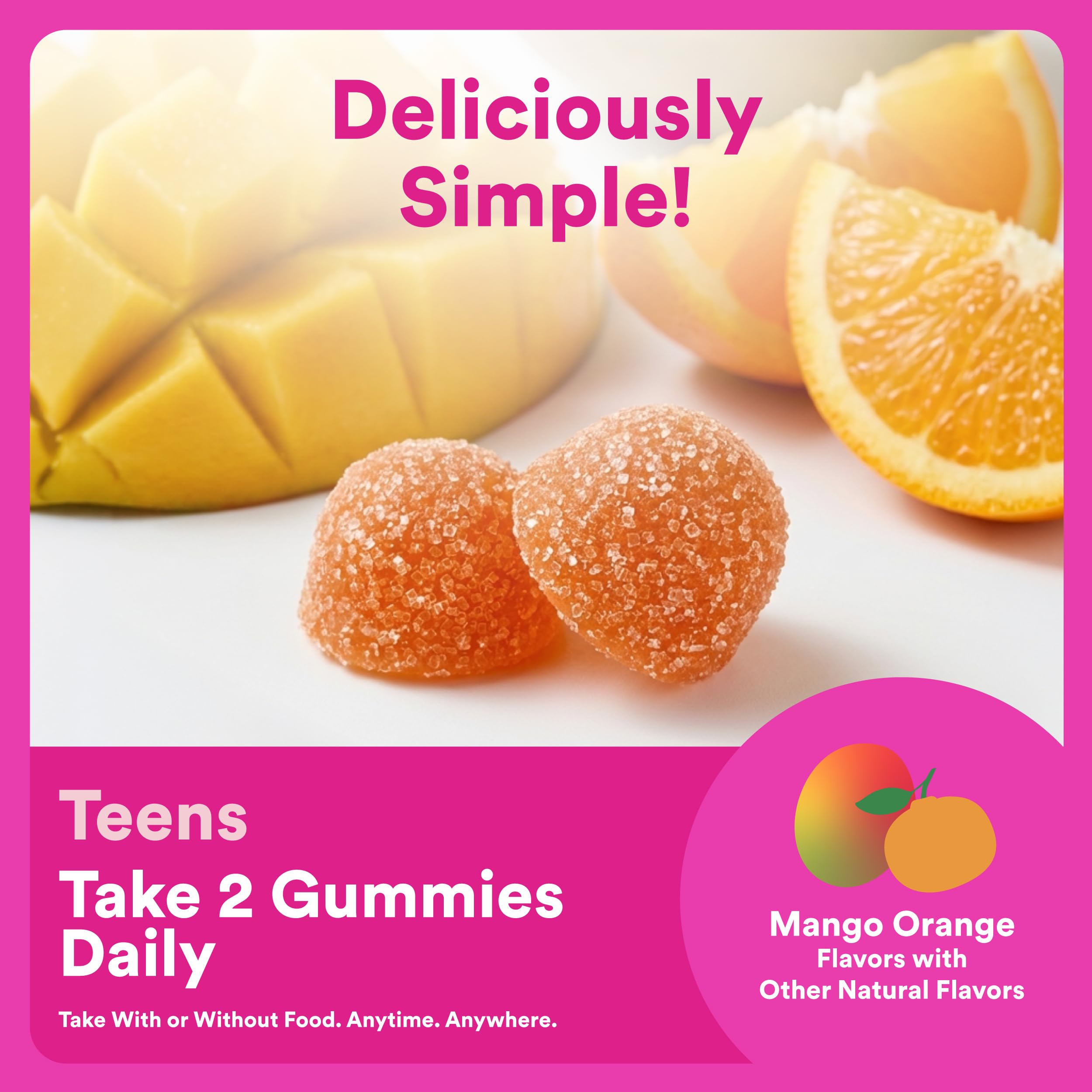 SmartyPants Teen Girl Plus Multi & Omegas Mango Orange Gummies, 60 Count