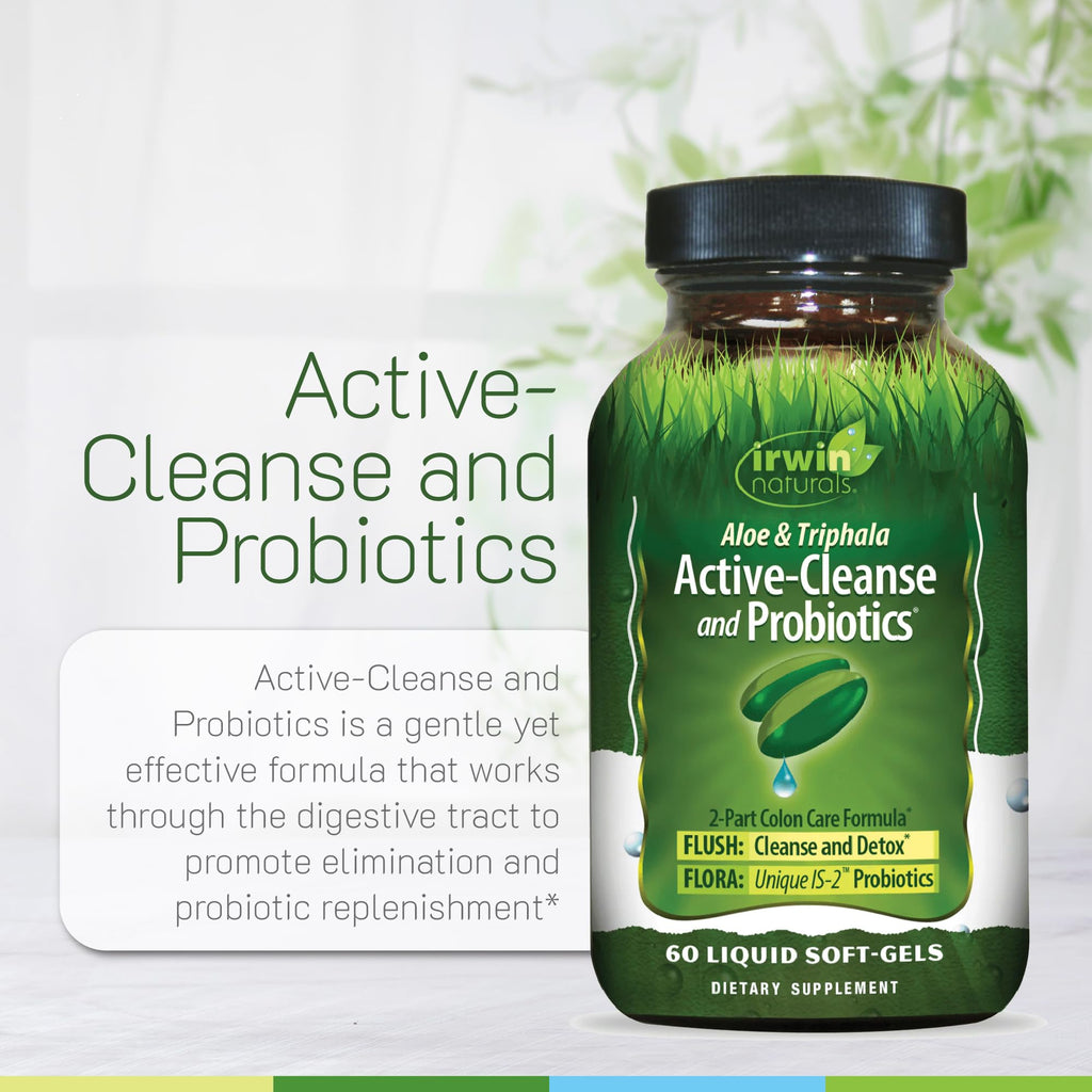 Irwin Naturals Aloe and Triphala Active Cleanse with Probiotics, 60 Liquid Soft-Gels